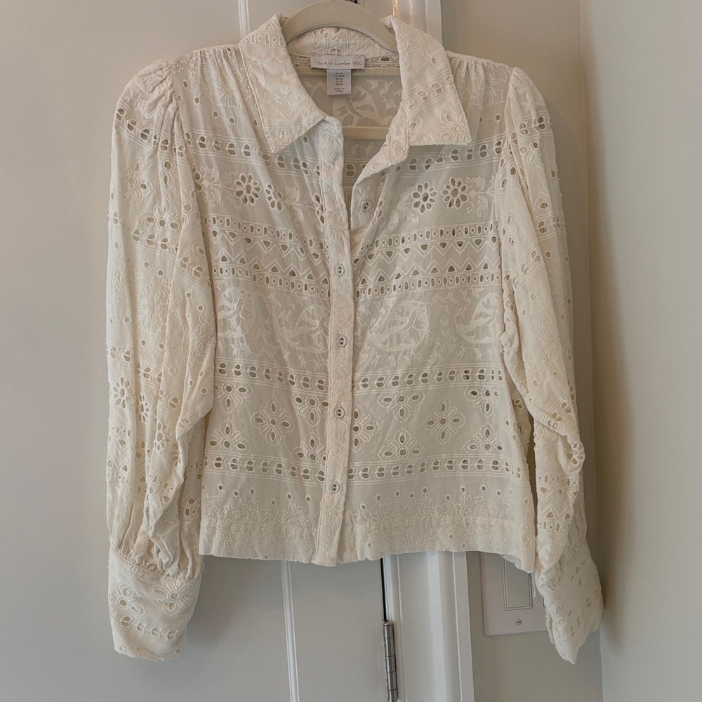 House of Harlow 1960 Cream Eyelet Lace Blouse